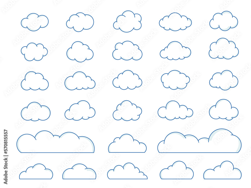 Cartoon clouds freeform and many shape clouds are perfect for your decoration Cartoon clouds freeform and many shape clouds are perfect for your decoration