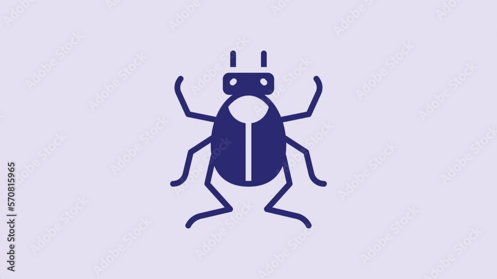 Blue Beetle bug icon isolated on purple background. 4K Video motion graphic animation Blue Beetle bug icon isolated on purple background. 4K Video motion graphic animation