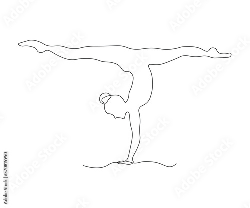 abstract athlete without a face, gymnast, yoga, hand-drawn, continuous mono line, one line art, contour drawing