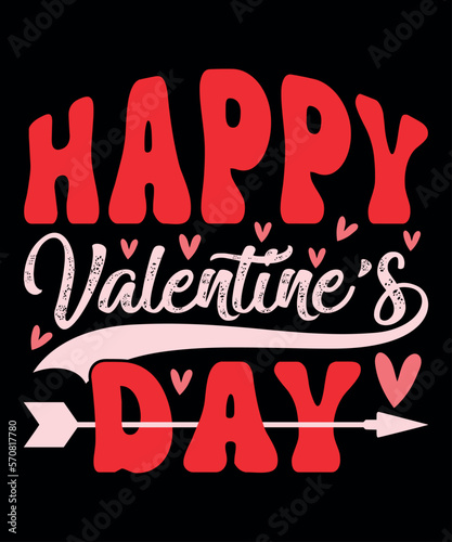 Happy Valentine Day  Happy valentine shirt print template  14 February typography design