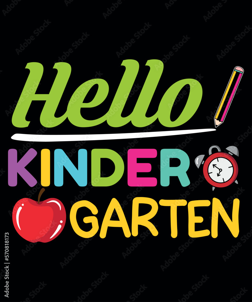 Hello Kinder Garten, Happy valentine shirt print template, 14 February typography design