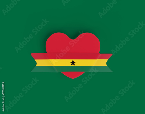 Ghana Flag Heart Banner