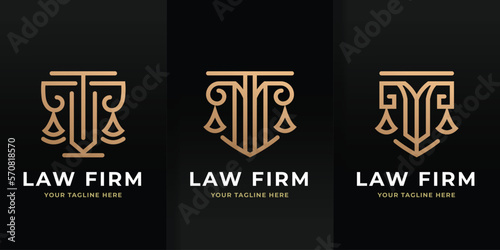 Vintage Law Firm Line Art Logo and Icon Template Editable