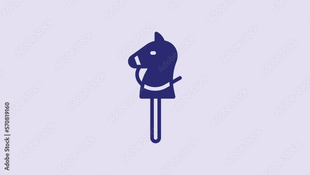 Blue Toy horse icon isolated on purple background. 4K Video motion graphic animation Blue Toy horse icon isolated on purple background. 4K Video motion graphic animation