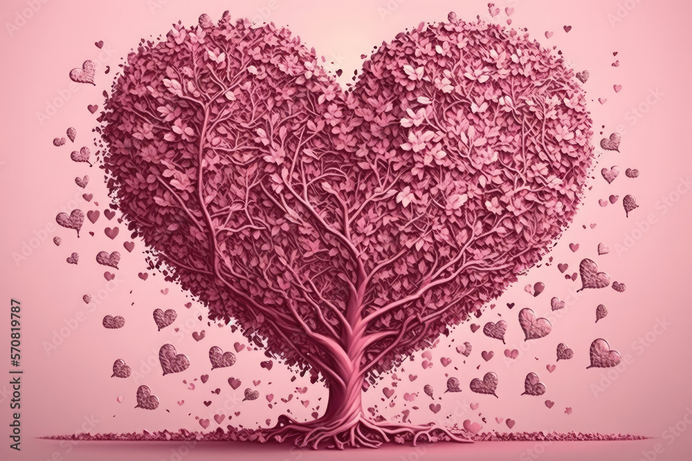A tree of valentine with 2 lovers, created using generative AI
