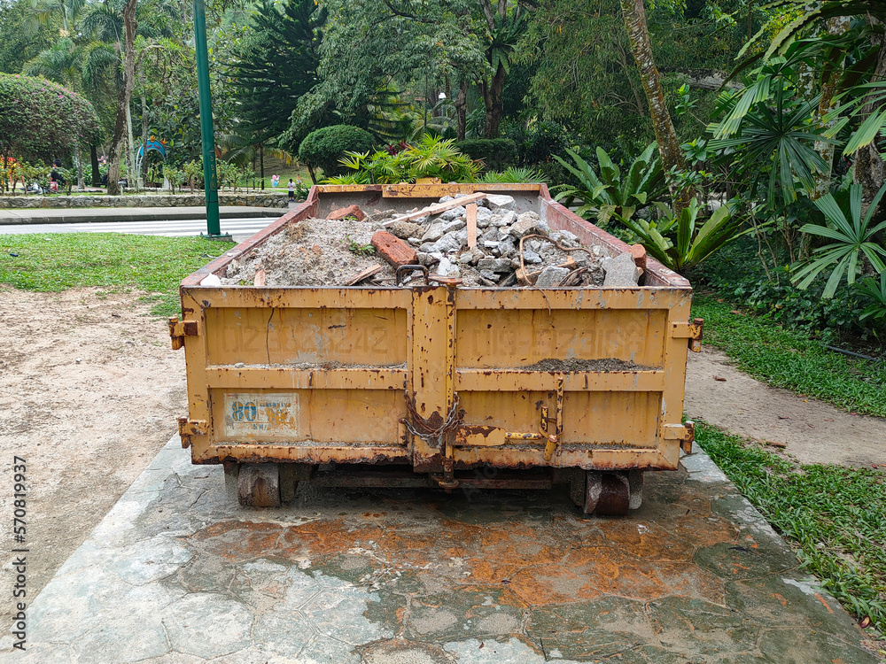MELAKA, MALAYSIA MAY 3, 2022 Huge wasted disposal bin used to collect