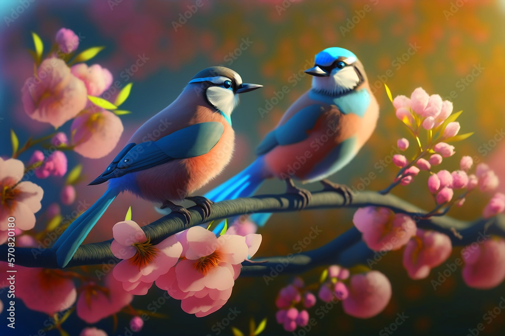 Beautiful two bird. Generative AI Beautiful two bird. Generative AI