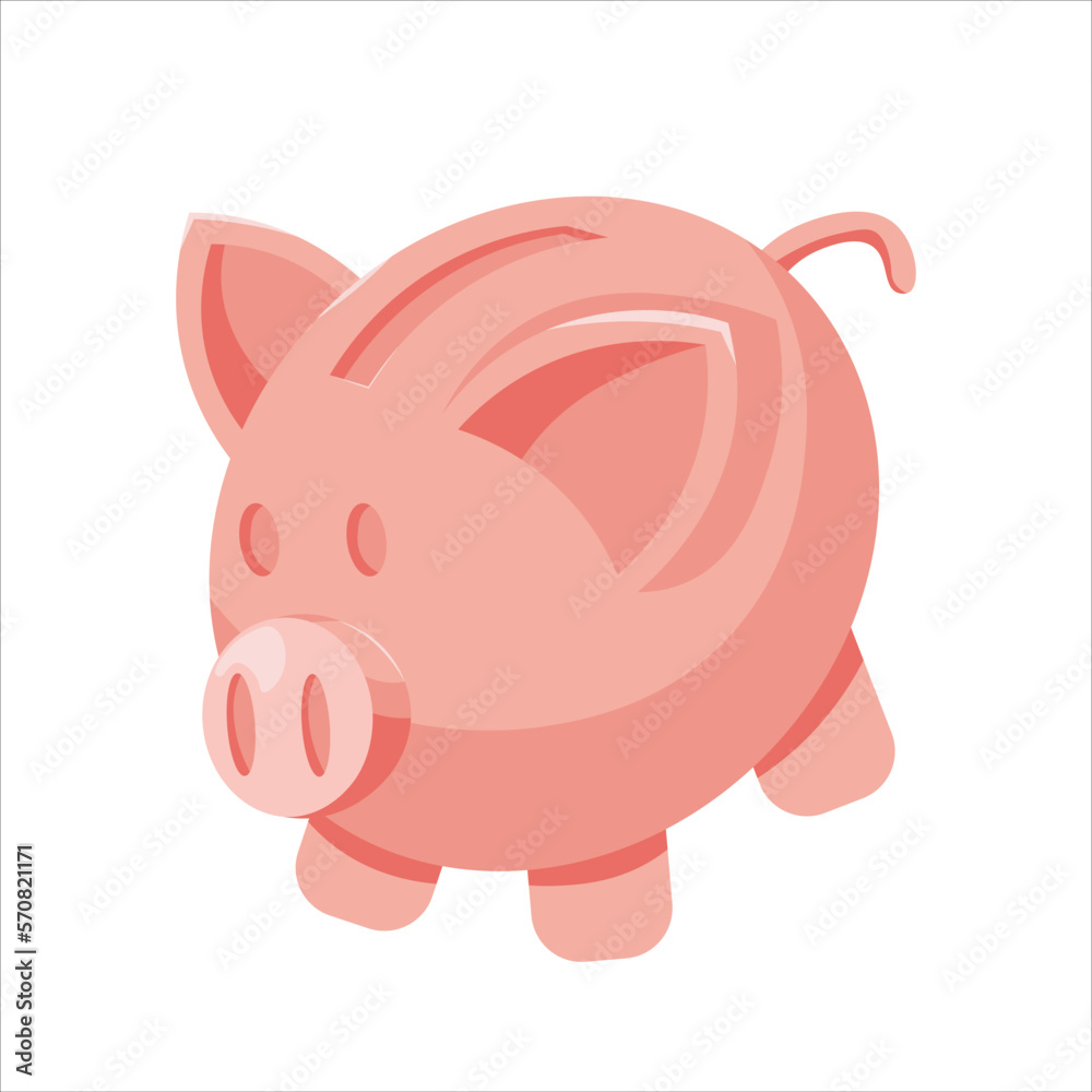Piggy bank with realistic 