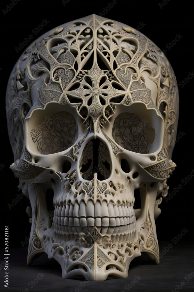 Skull Etched With Mystical Runes and Symbols | AI Generated | Digital Art 
