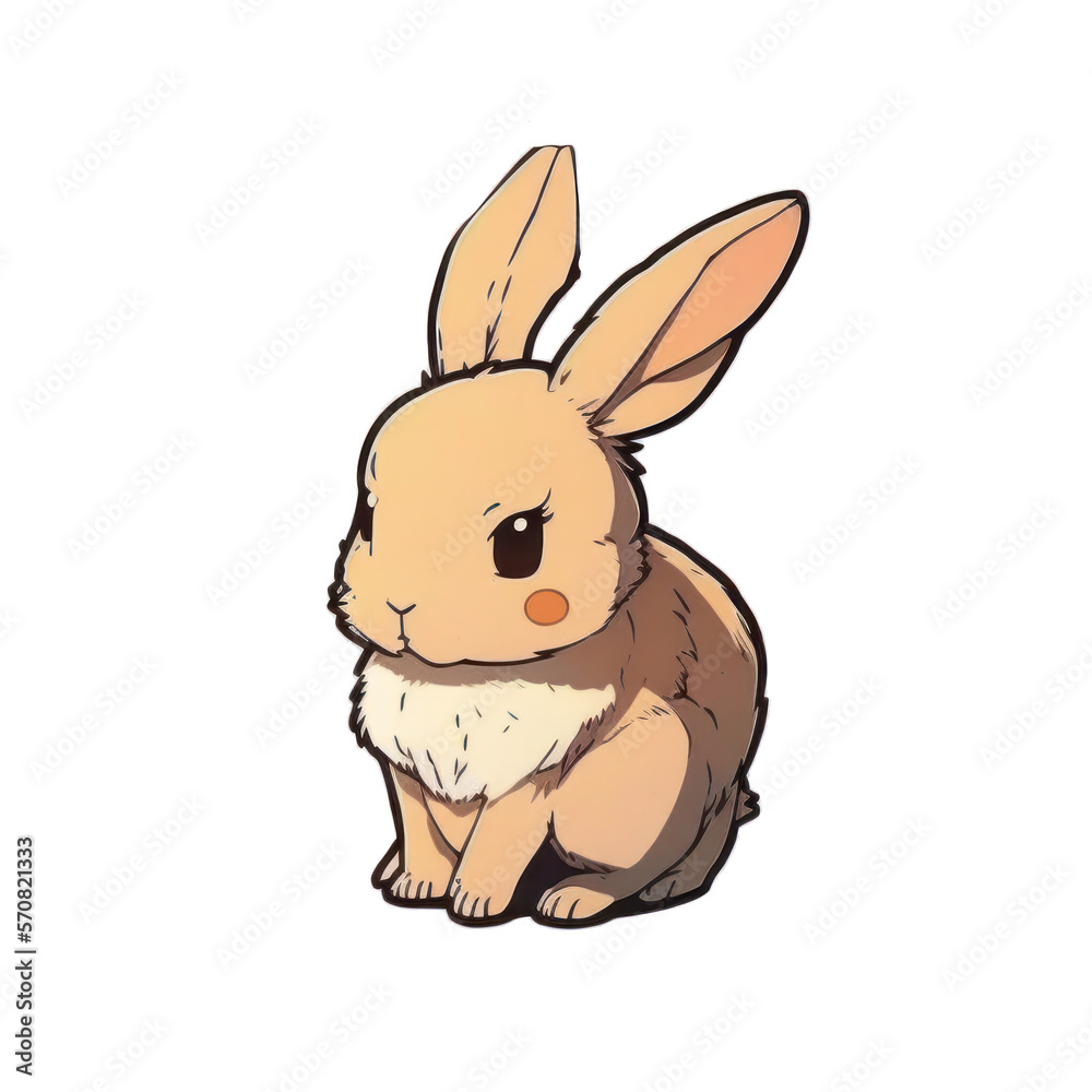 Cute Anime Rabbit, Generated AI. Cute Anime Rabbit, Generated AI.