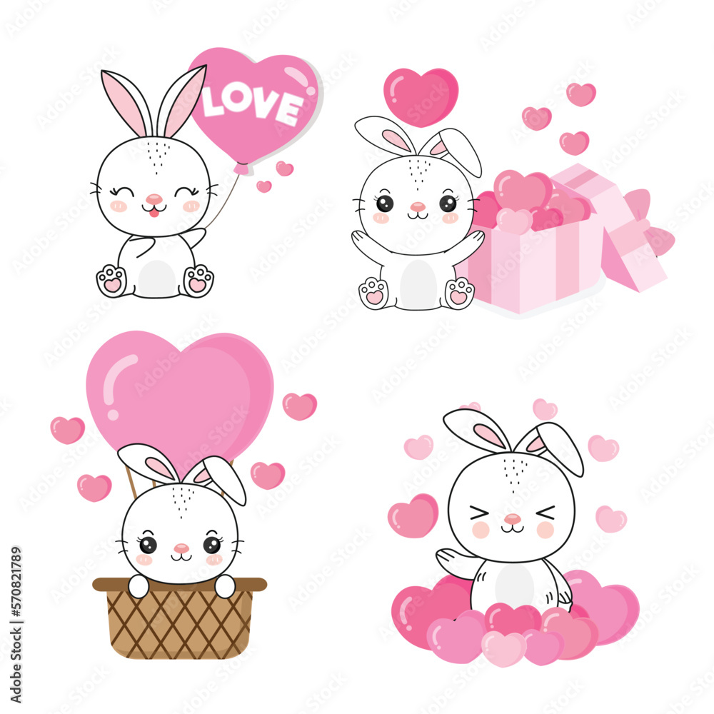 Valentine's day collection with cute animal  and love elements.