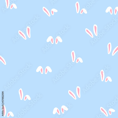 Easter bunny ears on blue background. Vector illustration. Happy Easter. Pattern