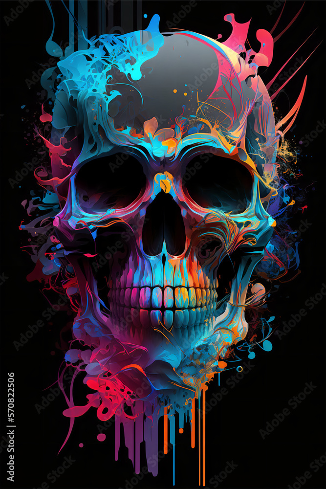 Skull with a Mysterious Aura and an Intense gaze | Digital Art |  AI Generated | Artificial Intelligence Skulls