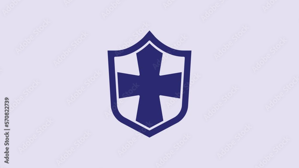 Blue Shield icon isolated on purple background. Guard sign. Security, safety, protection, privacy concept. 4K Video motion graphic animation Blue Shield icon isolated on purple background. Guard sign. Security, safety, protection, privacy concept. 4K Video motion graphic animation