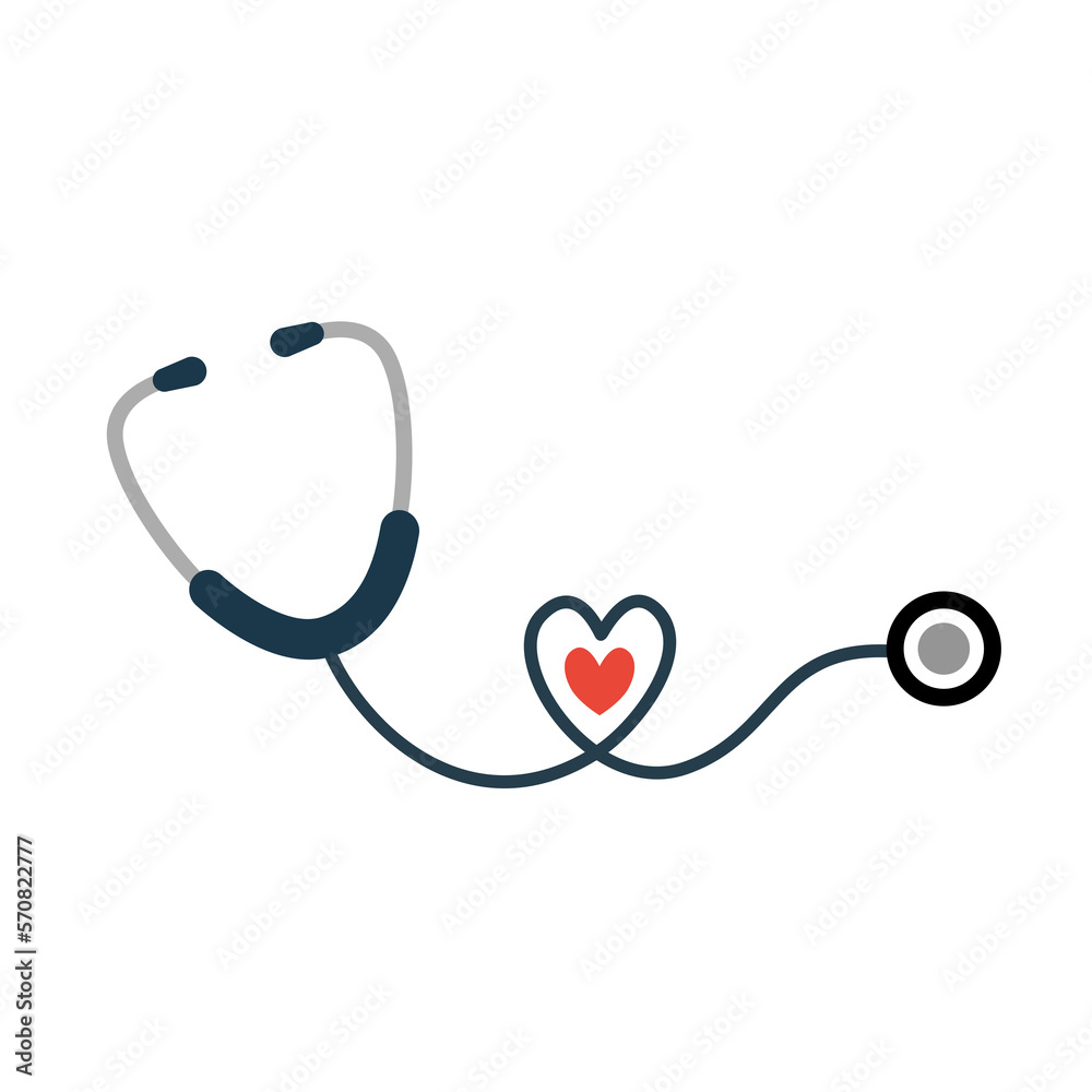 Stethoscope heart icon isolate on transparent background.