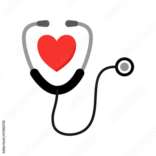 Stethoscope heart icon isolate on transparent background.