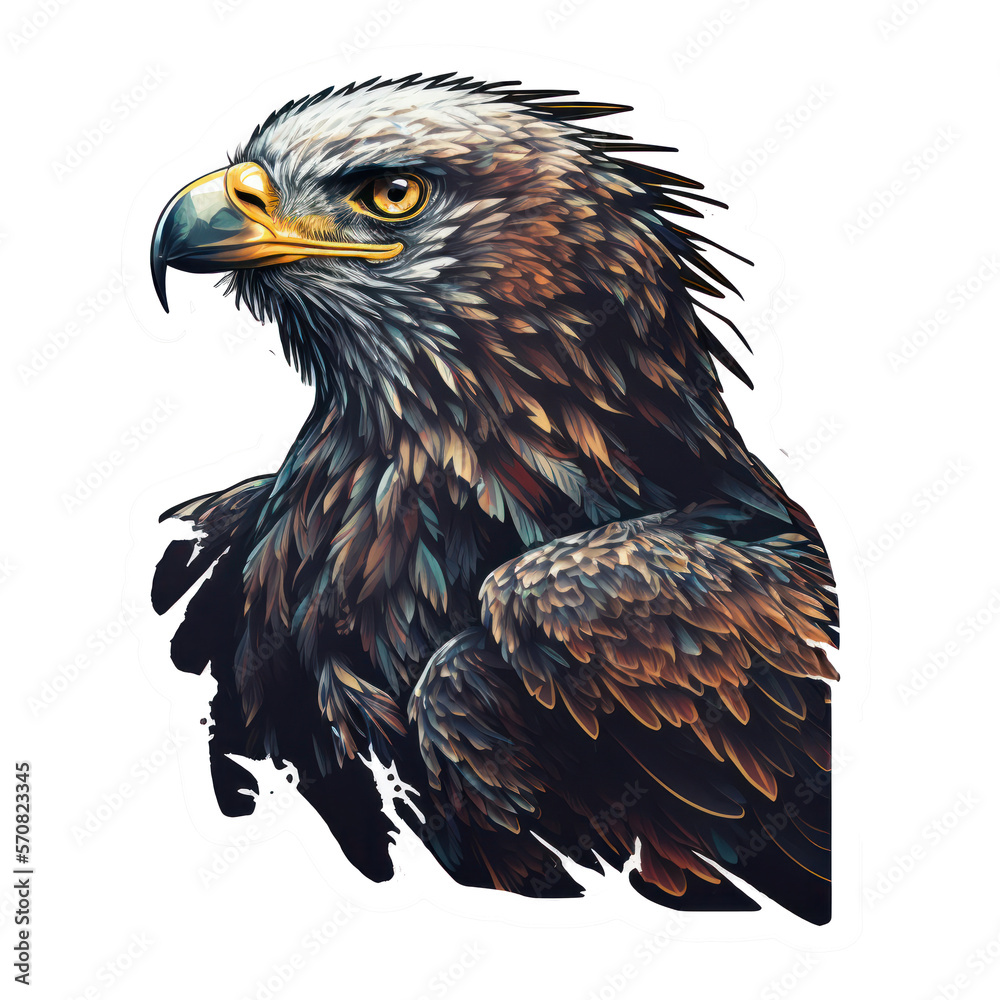 Obraz premium Eagle Sticker Ready to print. Generated AI illustration.