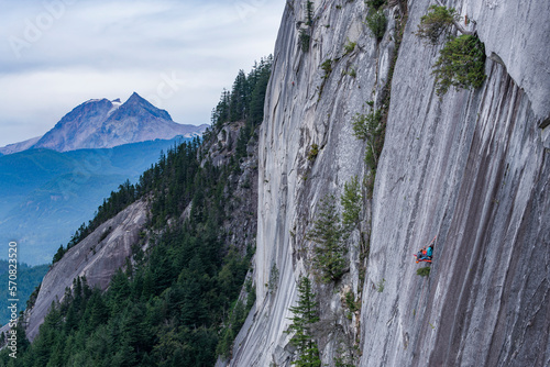 two men hanging on portaledge on the Squamish Chief with Garibaldi photo