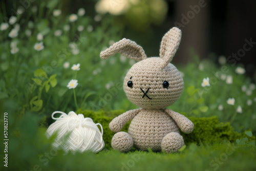 snail knitting art illustration cute suitable for children's books, children's animal photos created using artificial intelligence