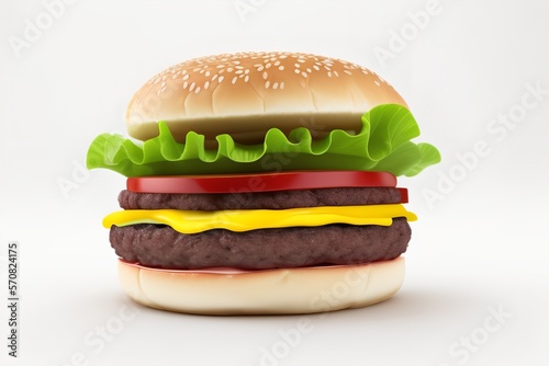 Burger on isolated white background  Generative AI