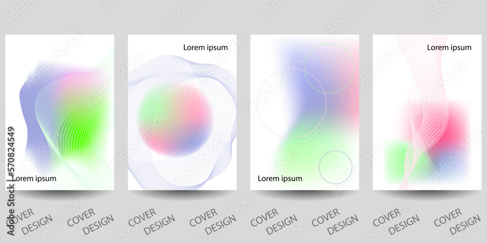 Trendy template for design cover, poster, flyer. Layout set for sales, presentations. Colorful background in vibrant gradient colors with wavy mesh. Vector.