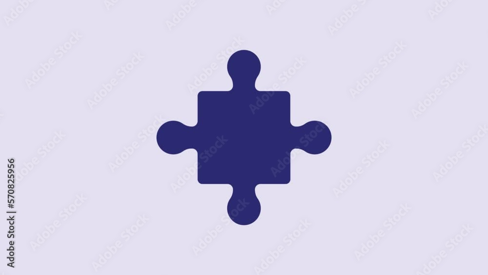 Blue Puzzle pieces toy icon isolated on purple background. 4K Video motion graphic animation Blue Puzzle pieces toy icon isolated on purple background. 4K Video motion graphic animation