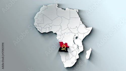 Africa Continent Map Showing Angola Country Highlighted photo