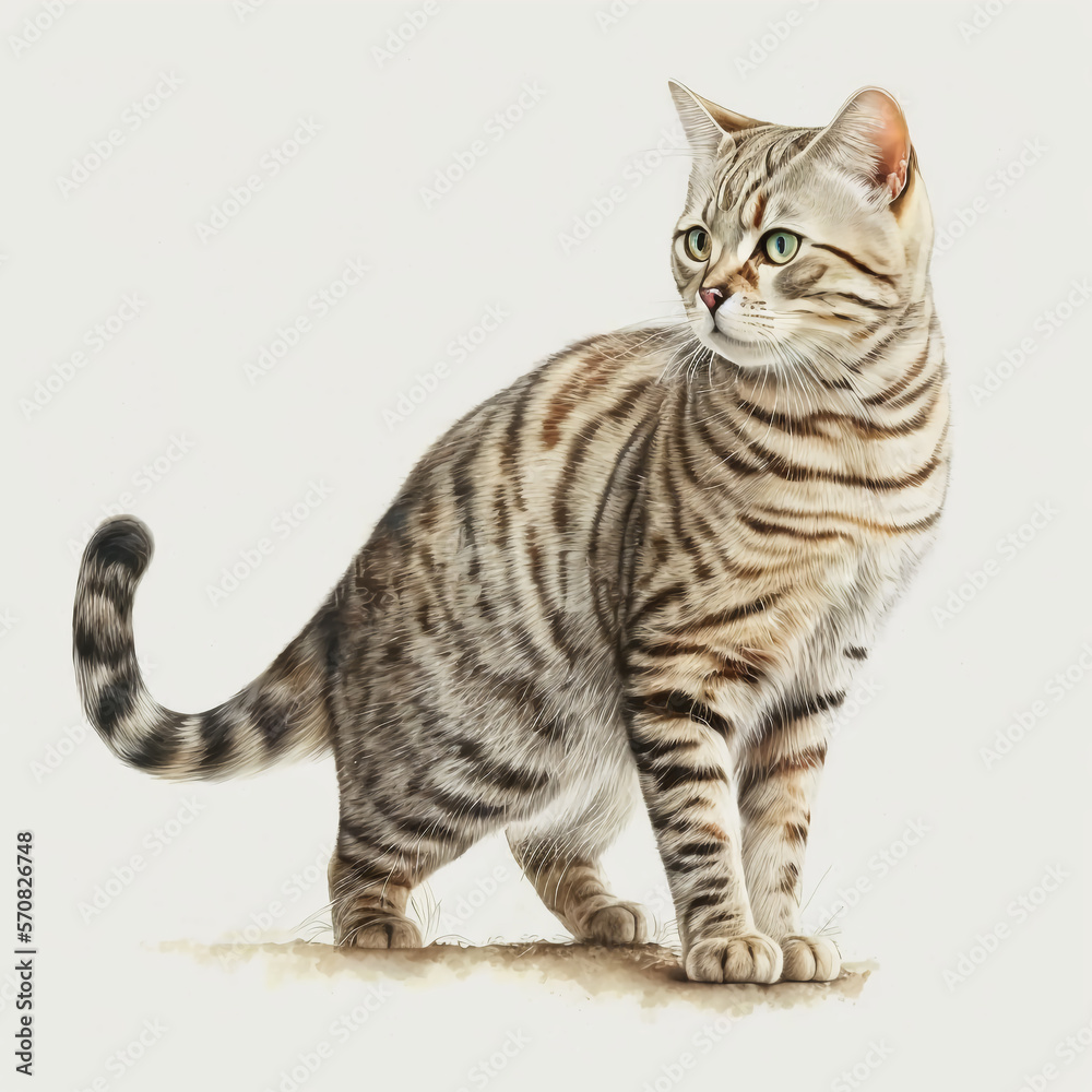 “Generative AI” American Shorthair Cat digital illustration.
