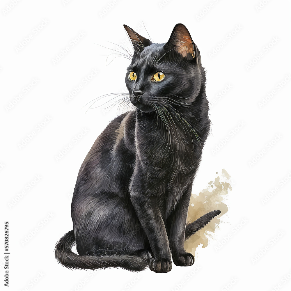 “Generative AI” Bombay Cat digital illustration.