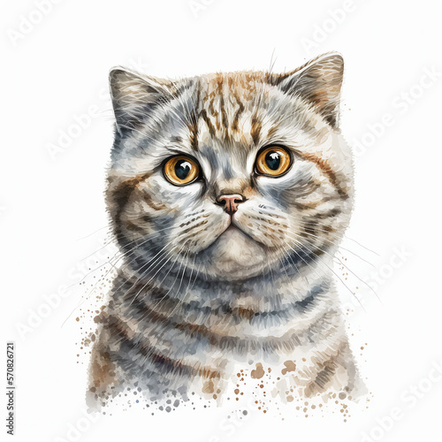 “Generative AI” Scottish Fold Cat digital illustration.