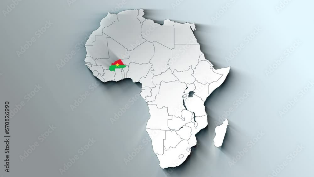 Africa Continent Map Showing Burkina Faso Country Highlighted Africa Continent Map Showing Burkina Faso Country Highlighted