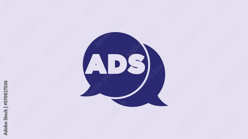 Blue Advertising icon isolated on purple background. Concept of marketing and promotion process. Responsive ads. Social media advertising. 4K Video motion graphic animation Blue Advertising icon isolated on purple background. Concept of marketing and promotion process. Responsive ads. Social media advertising. 4K Video motion graphic animation