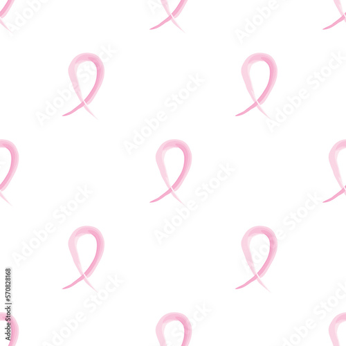 Breast Cancer Awareness Concept. Pink Ribbon. Seamless Pattern