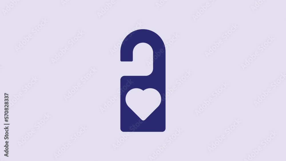 Blue Please do not disturb with heart icon isolated on purple background. Hotel Door Hanger Tags. 4K Video motion graphic animation Blue Please do not disturb with heart icon isolated on purple background. Hotel Door Hanger Tags. 4K Video motion graphic animation