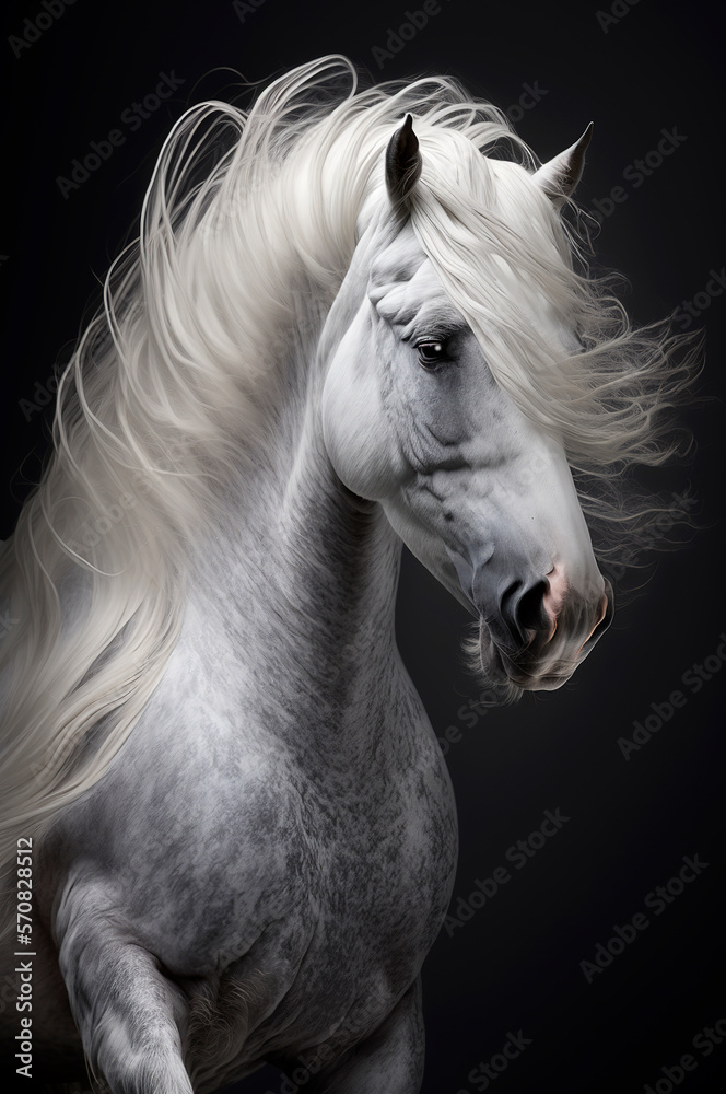 Generative AI background illustration of Horse jumping in motion Generative AI background illustration of Horse jumping in motion