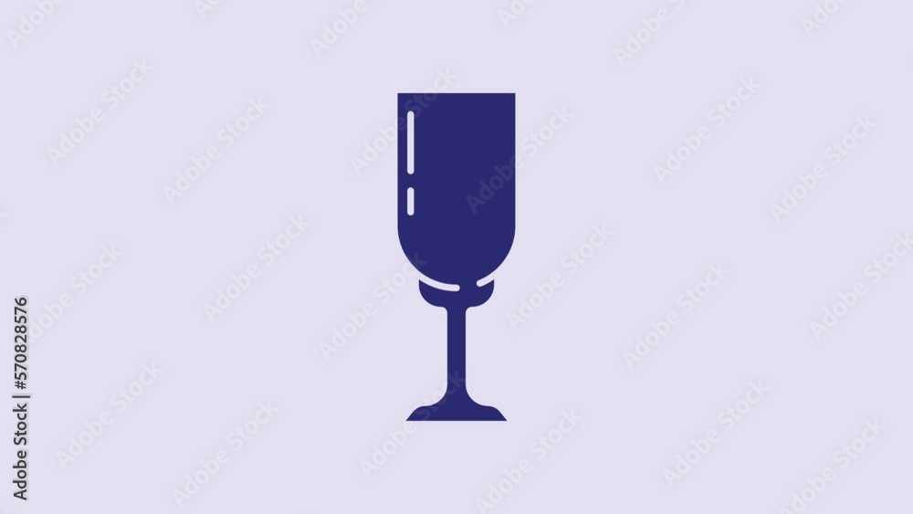 Blue Glass of champagne icon isolated on purple background. 4K Video motion graphic animation Blue Glass of champagne icon isolated on purple background. 4K Video motion graphic animation