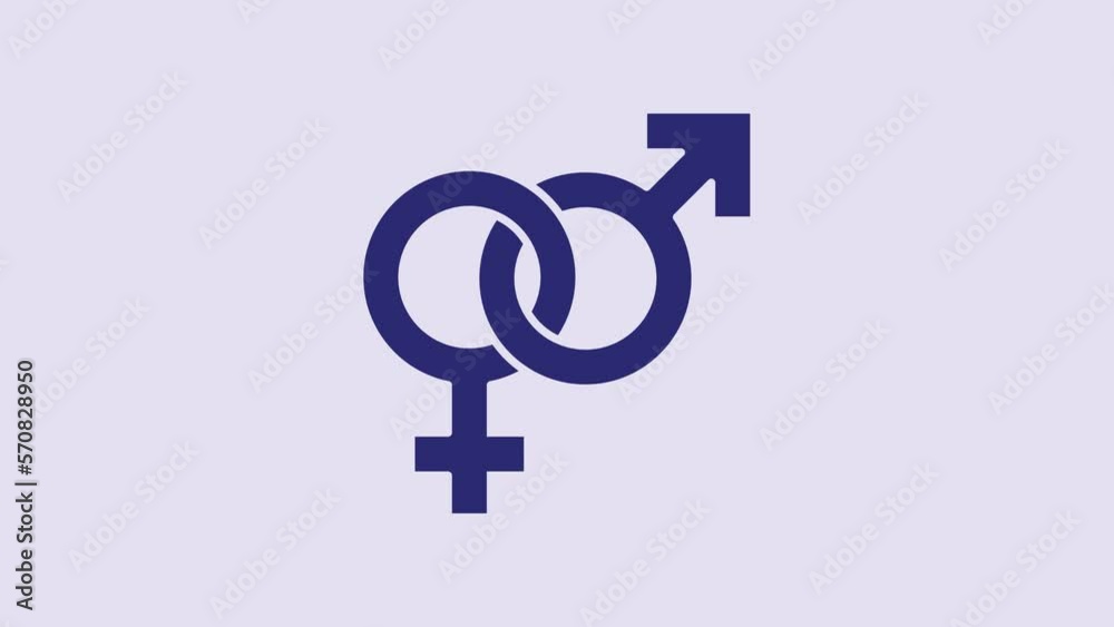 Blue Gender icon isolated on purple background. Symbols of men and women. Sex symbol. 4K Video motion graphic animation Blue Gender icon isolated on purple background. Symbols of men and women. Sex symbol. 4K Video motion graphic animation
