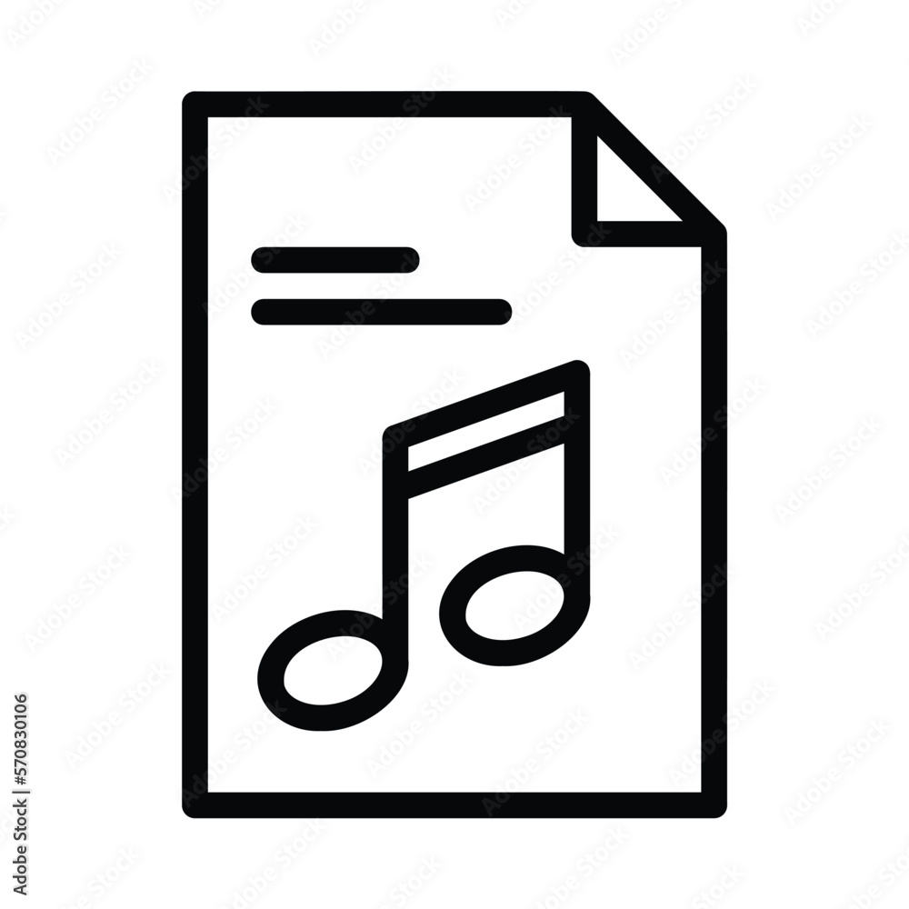 The music file icon is a piece of paper with a song notation on it The music file icon is a piece of paper with a song notation on it