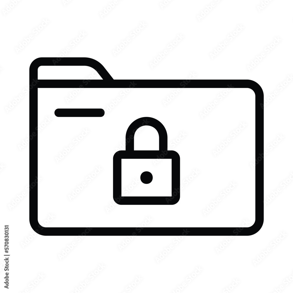 File folder icon with padlock security to maintain privacy for data storage location in a computer memory File folder icon with padlock security to maintain privacy for data storage location in a computer memory