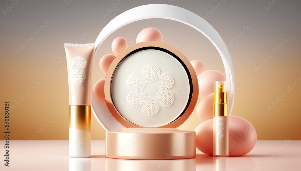 Cosmetic Background Podium Scene to Show the Cosmetic Product the Creamy Texture is Light Soft Texture Gentle Illustration