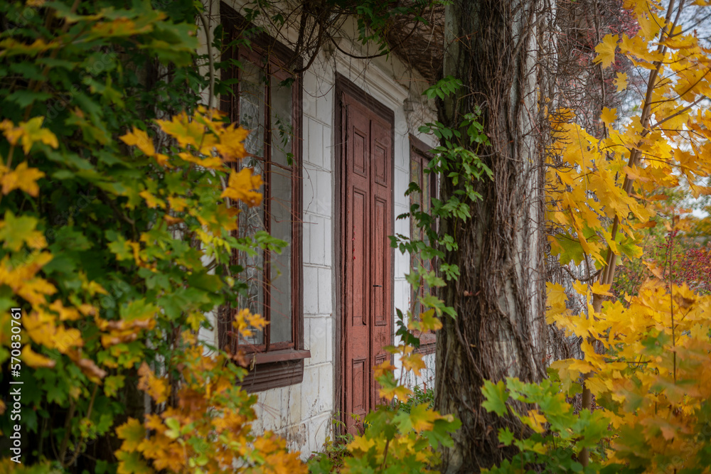 An old school in an abandoned manor house in central Poland, Europe in autumn An old school in an abandoned manor house in central Poland, Europe in autumn