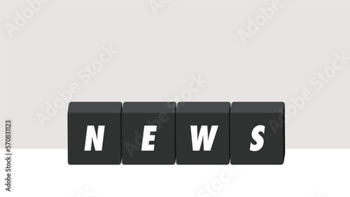 NEWSの文字が入ったブロックのイラスト - ニュースのタイトルのイメージ素材