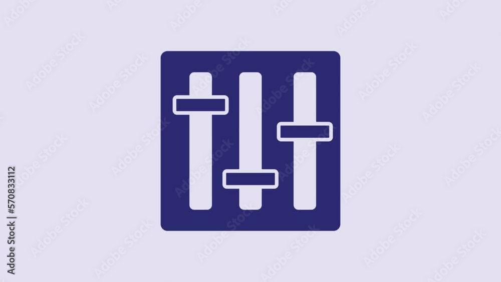 Blue Sound mixer controller icon isolated on purple background. Dj equipment slider buttons. Mixing console. 4K Video motion graphic animation Blue Sound mixer controller icon isolated on purple background. Dj equipment slider buttons. Mixing console. 4K Video motion graphic animation
