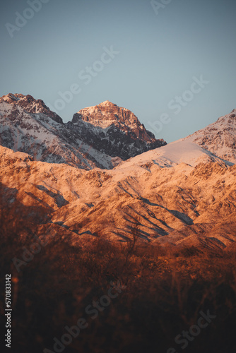 vertical view of the frontal of the central andes mountain range photo