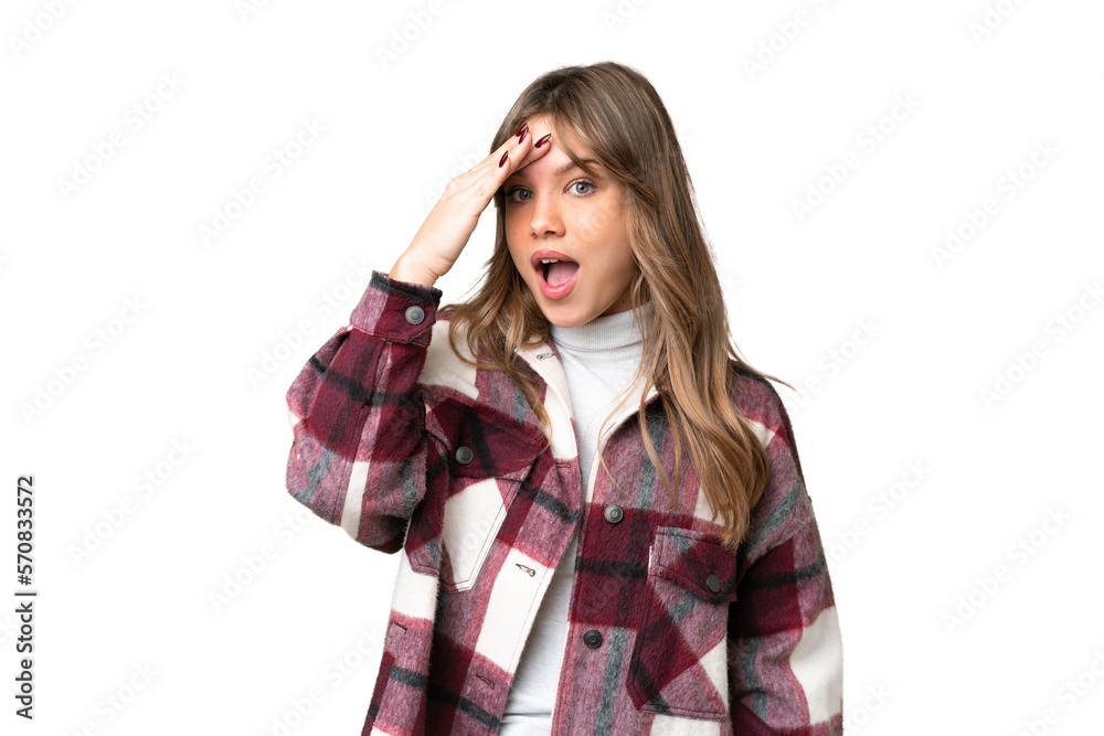 Young girl over isolated chroma key background has realized something and intending the solution Young girl over isolated chroma key background has realized something and intending the solution