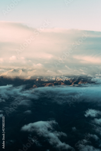 Air view of Spanish mountain range in the early morning