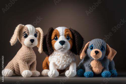 dog knitting art illustration cute suitable for children's books, children's animal photos created using artificial intelligence