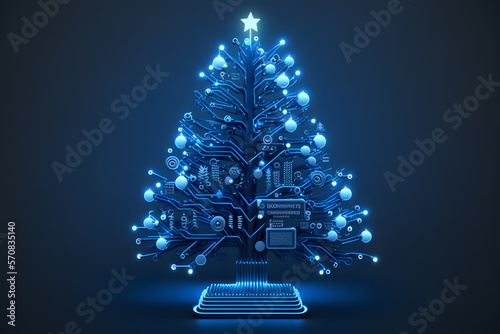 electronic christmas tree created with generative AI technology