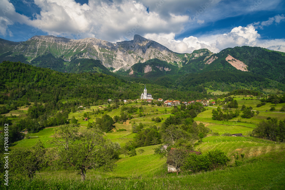 Amazing alpine destination with Dreznica mountain village, Slovenia