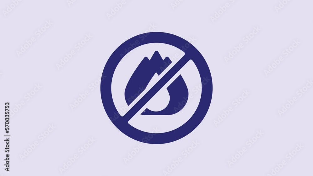 Blue No fire icon isolated on purple background. Fire prohibition and forbidden. 4K Video motion graphic animation Blue No fire icon isolated on purple background. Fire prohibition and forbidden. 4K Video motion graphic animation